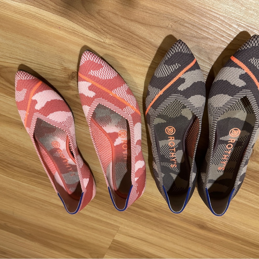 Rothy's Women's Pink and Gray camo neon points